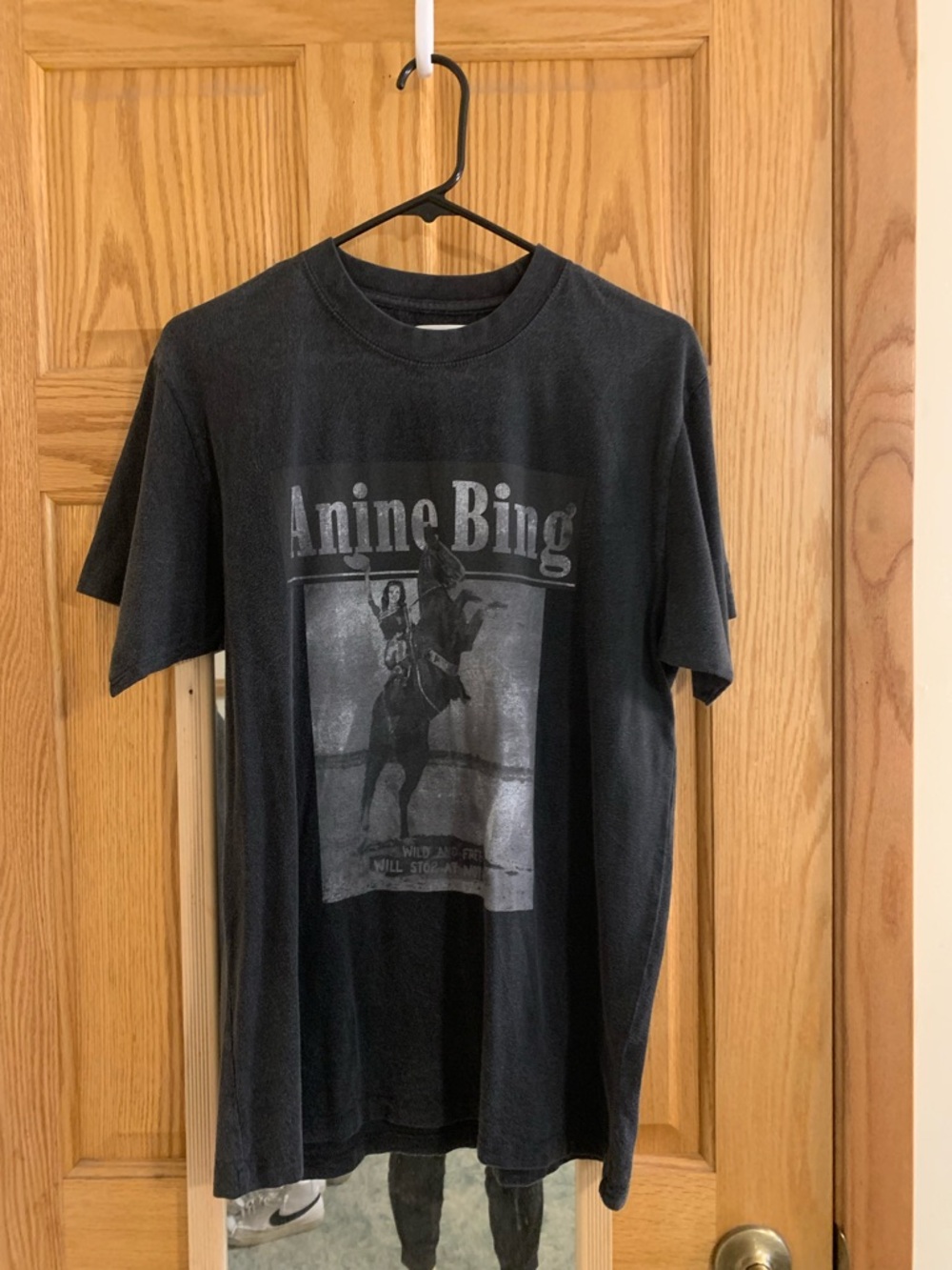 Anine Bing Black Vintage-Style Rider Graphic Tee